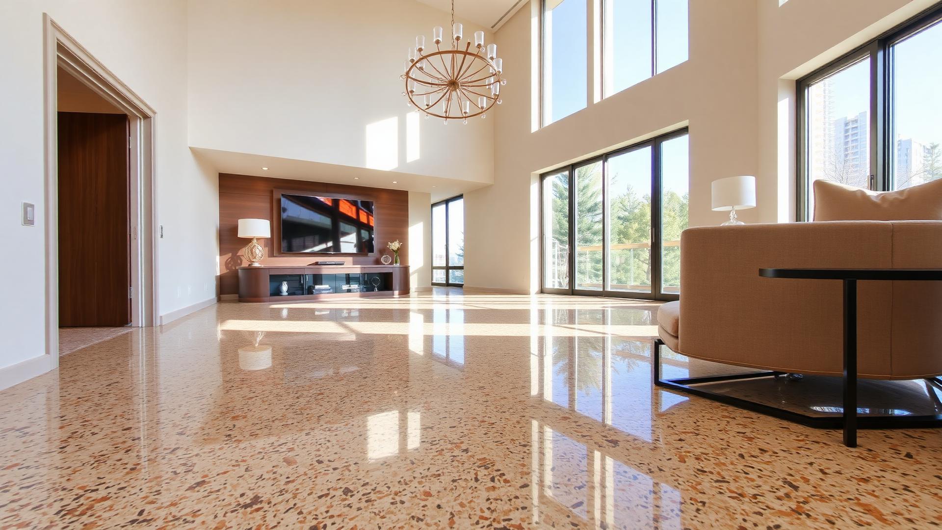 Plancher terrazzo poli haut de gamme